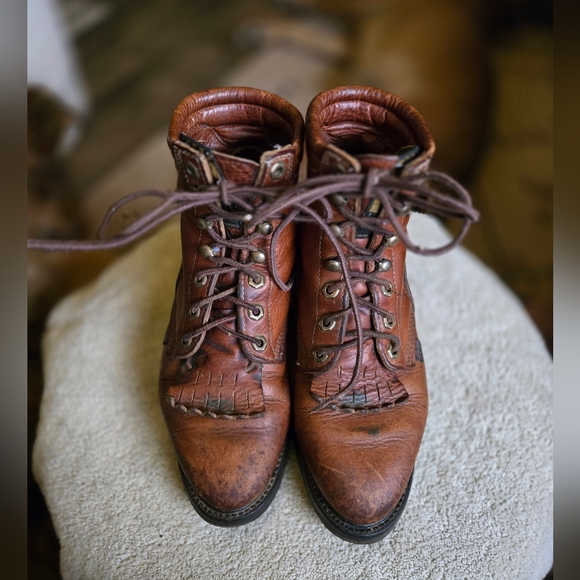 Justin Boots Shoes - ✨👢RARE FIND Vintage Justin Cowboy Boots – Women’s Size 7 - Made in 🇺🇸 Leather
